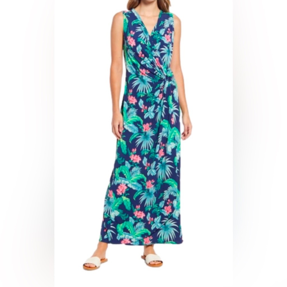 TOMMY BAHAMA Clara Floral Isle Sleeveless Faux-Wrap Maxi Dress • Size Small - Picture 3 of 8